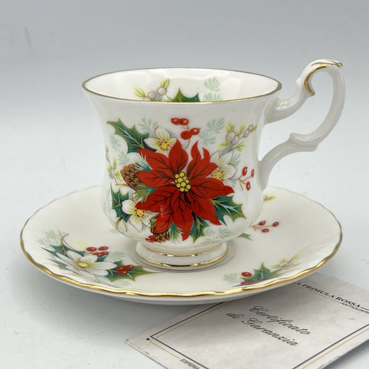 Tazza in porcellana Royal Albert tazzina da caffè inglese Natale Poinsettia 1976 Categoria  Servizio tazze - Tazze
