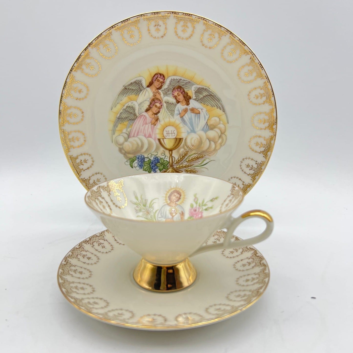 Tazza Piatto Antico in porcellana Bavaria Decorativo Prima Comunione Categoria  Servizio tazze - Tazze