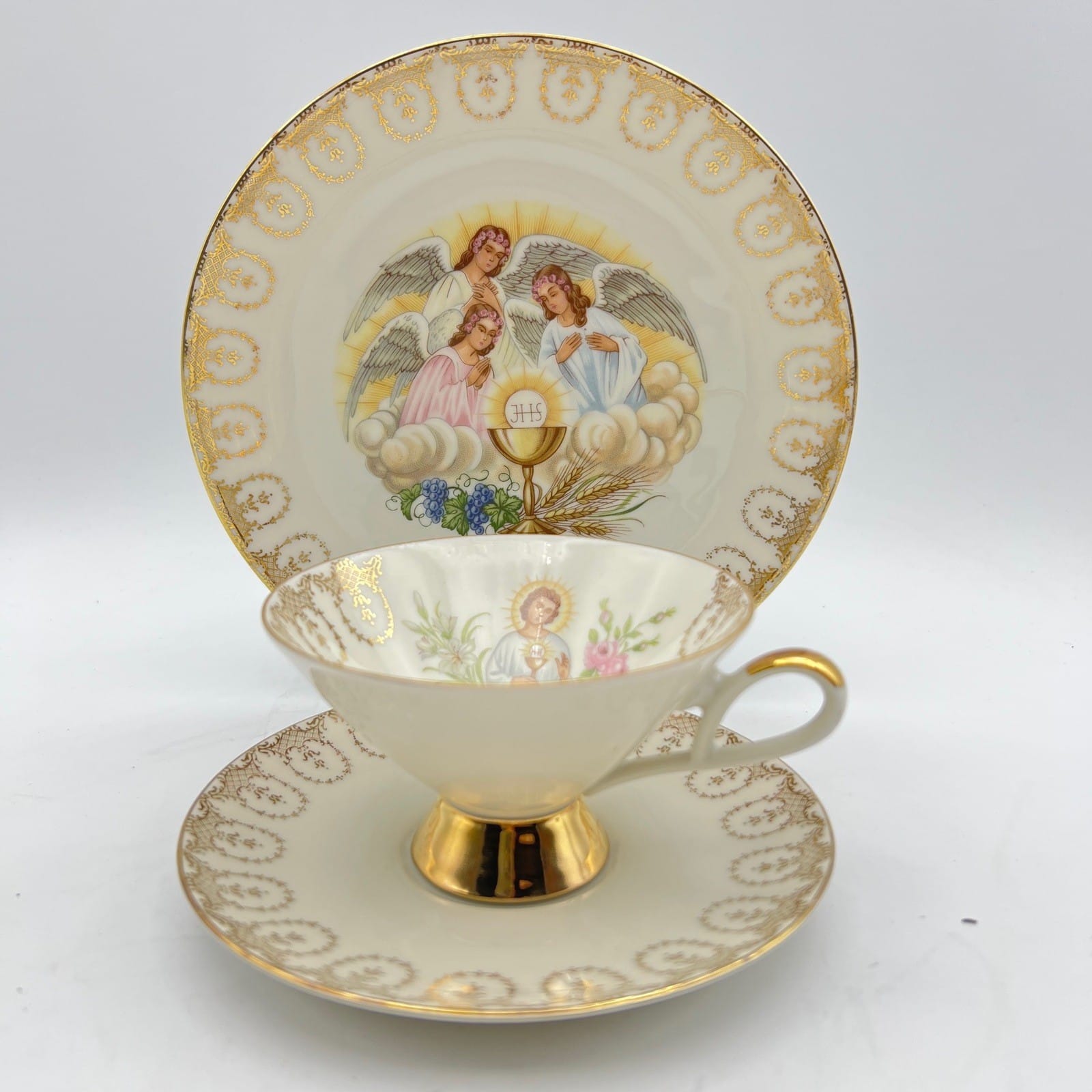 Tazza Piatto Antico in porcellana Bavaria Decorativo Prima Comunione Categoria  Servizio tazze - Tazze
