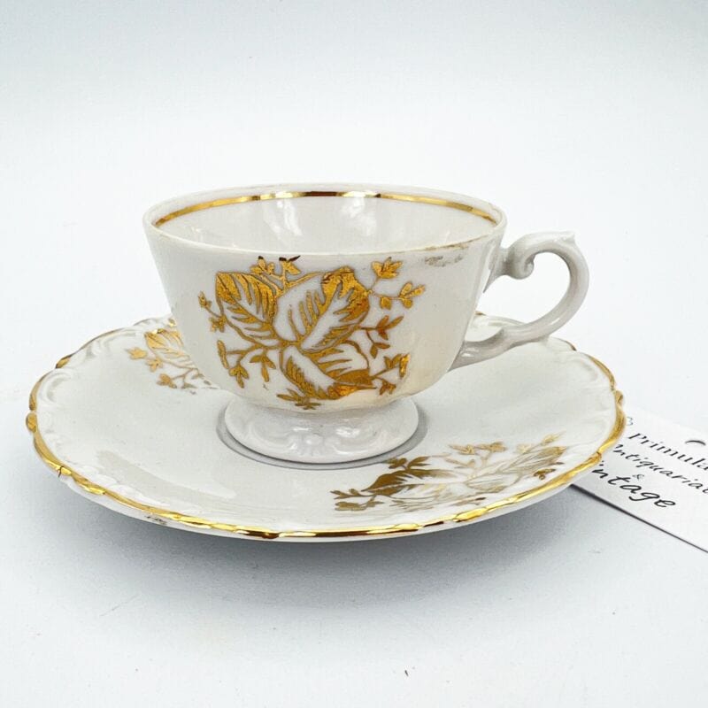 Tazzina da caffe' antica bavaria in porcellana Bianca vintage tazza oro anni 60 Categoria  Servizio tazze - Tazze