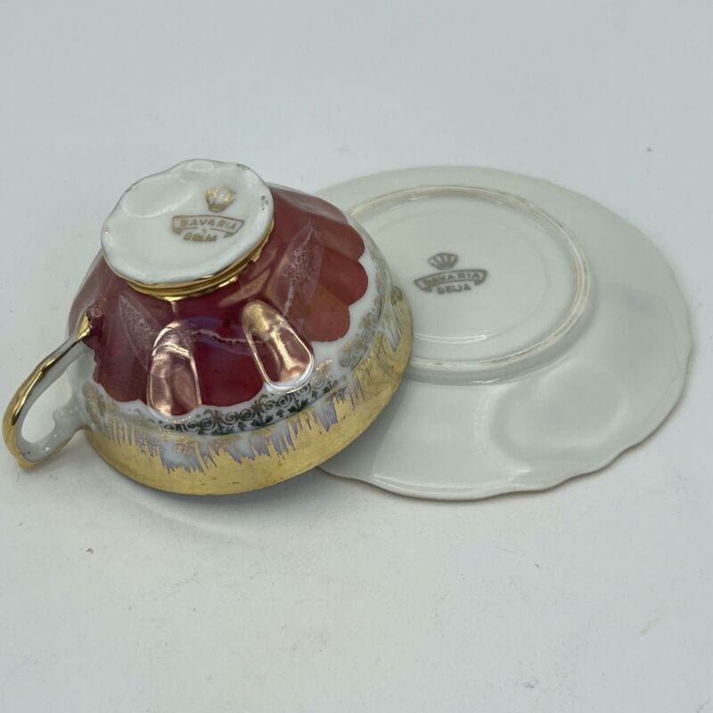 Tazzina da caffe antica in porcellana Bavaria anni 50 tazza a fiori  oro Vintage Categoria  Servizio tazze - Tazze