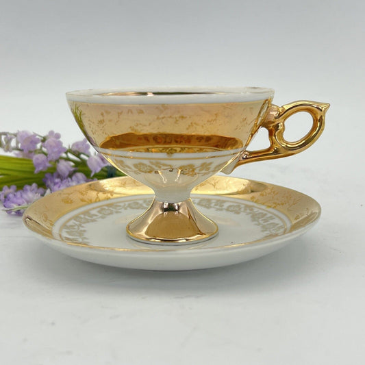 Tazzina da per caffe antico in porcellana Bavaria anni 40 tazza con piattino Oro Categoria  Servizio tazze - Tazze