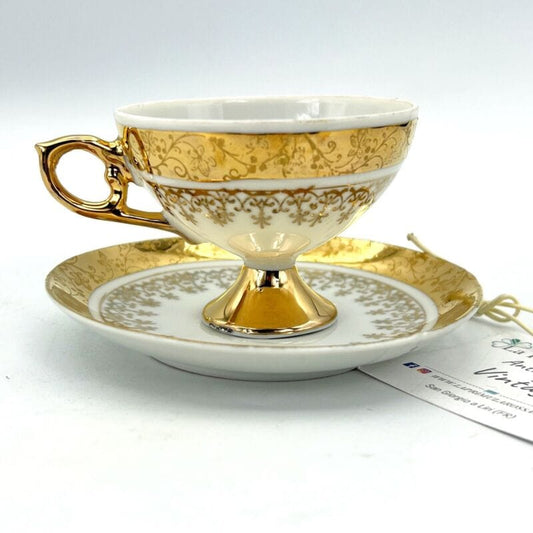 Tazzina da per caffe antico in porcellana Bavaria anni 40 tazza con piattino Oro Categoria  Servizio tazze - Tazze