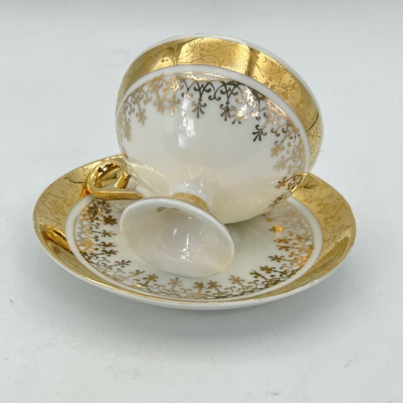 Tazzina da per caffe antico in porcellana Bavaria anni 40 tazza con piattino Oro Categoria  Servizio tazze - Tazze