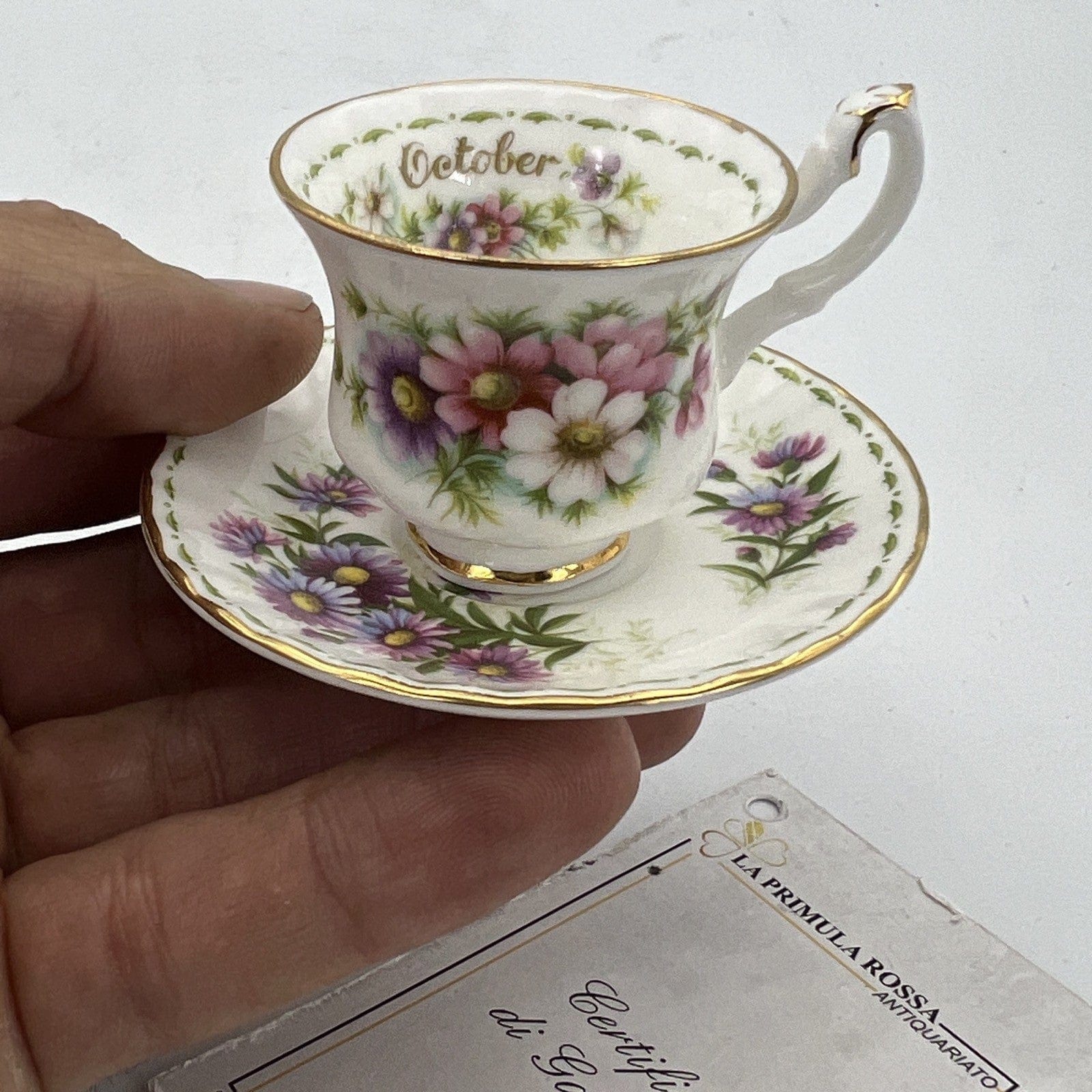Tazzina da tè The in porcellana Royal Albert con mese Ottobre Mignon Miniatura Categoria  Servizio tazze - Tazze