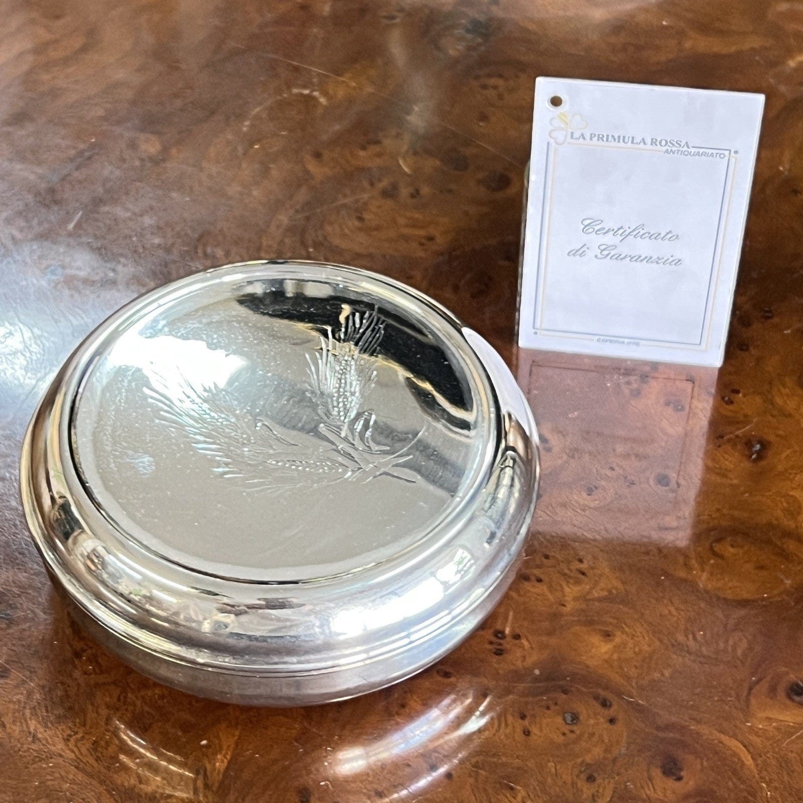Teca contenitore eucaristico porta ostie in argento Silver plated patena Spiga Categoria  Sheffield & Argento