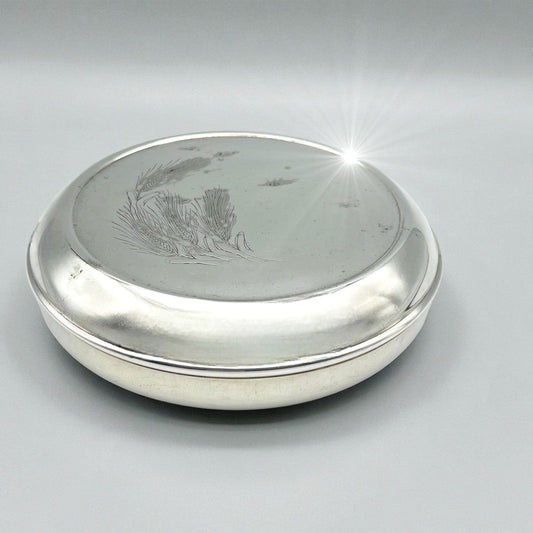 Teca Scatola contenitore eucaristico porta ostie in argento Silver plated patena Categoria  Sheffield & Argento