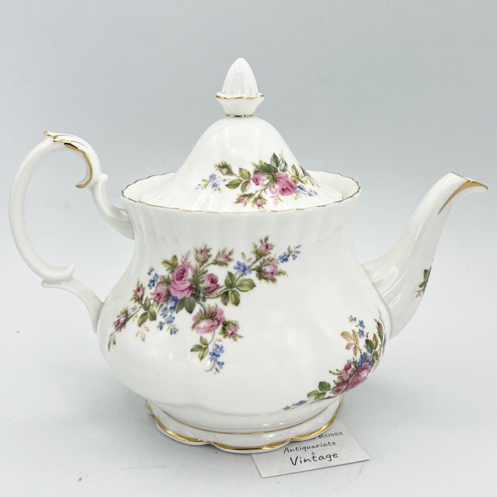 Teiera inglese in porcellana Vintage Royal Albert da tè The Moss Rose 1956 Categoria  Servizio tazze - Tazze