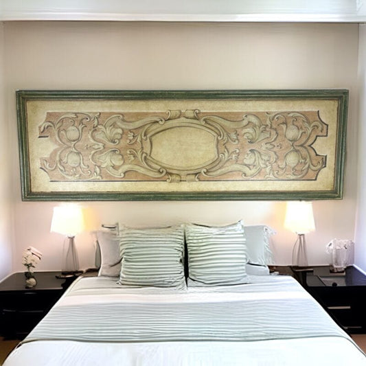 Testata da per Letto in stile antica 700 in legno dipinto pannello decorativo Categoria  Arredamento