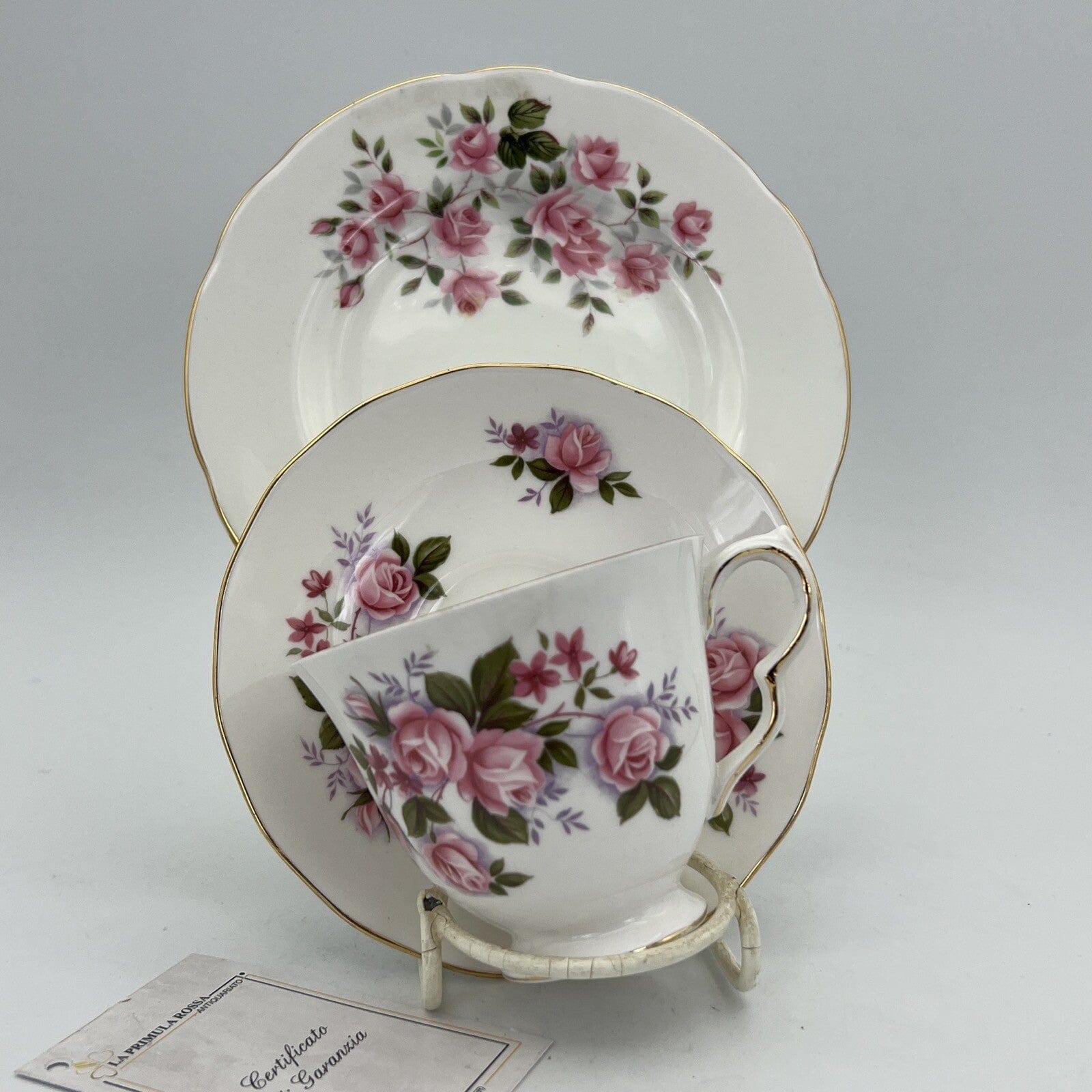 Trio da tè the antico vintage in porcellana vintage tazza con Piattino Rose Categoria  Servizio tazze - Tazze