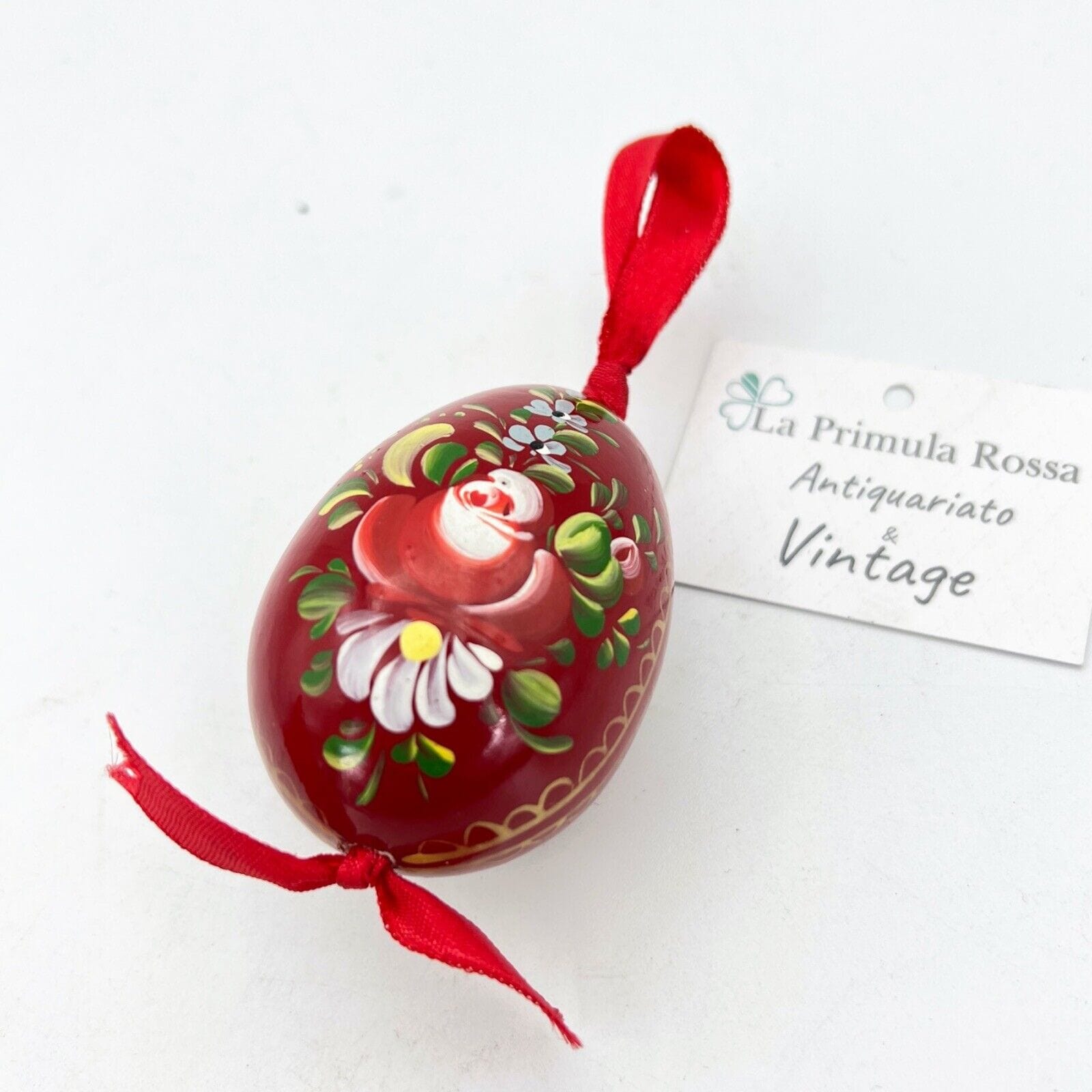 Uovo da collezione decorativo in legno dipinto rosso per Pasqua vintage Categoria  .Tutti gli articoli