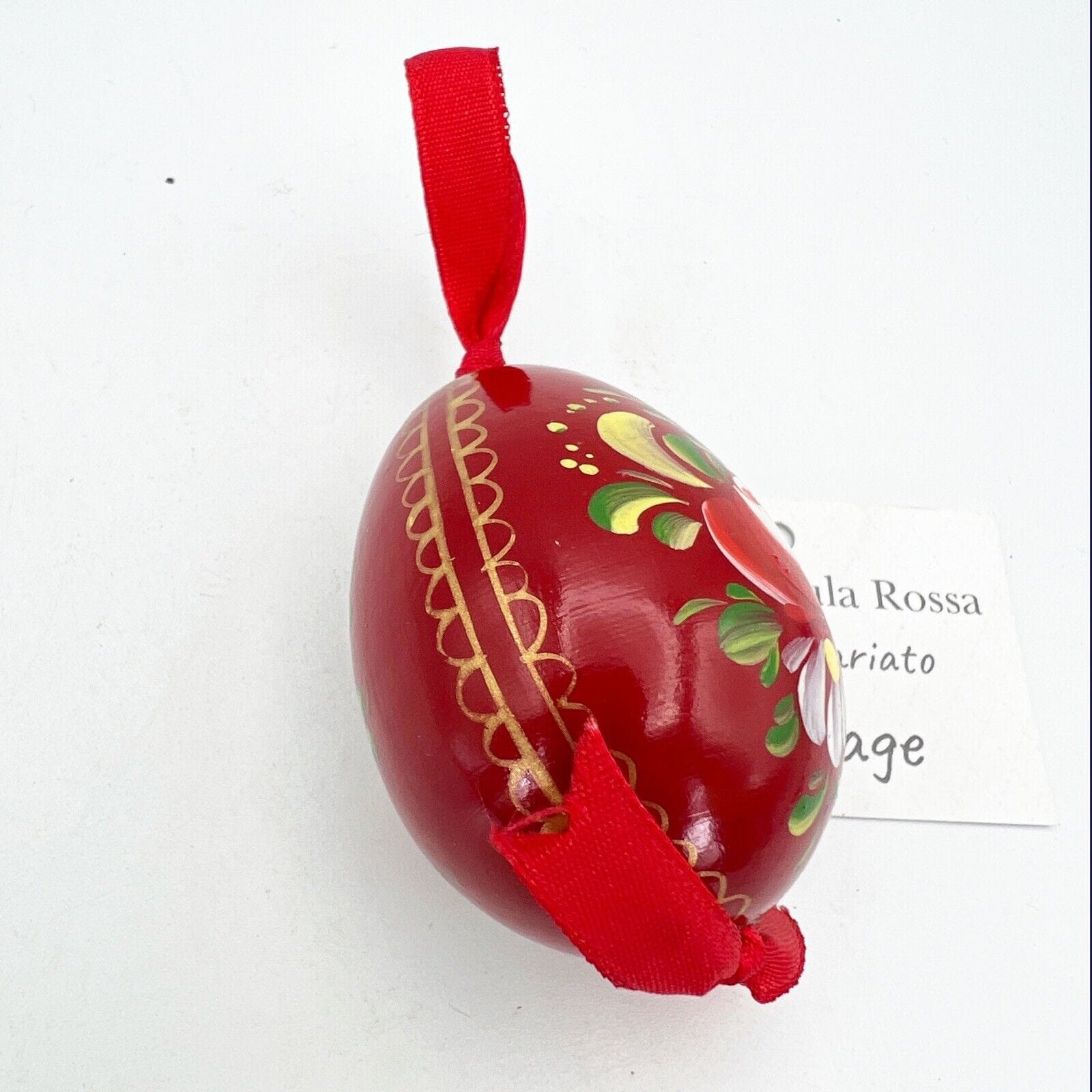 Uovo da collezione decorativo in legno dipinto rosso per Pasqua vintage Categoria  .Tutti gli articoli