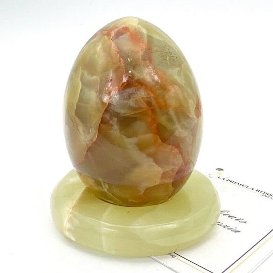 Uovo da Collezione in marmo di onice vintage pietra fermacarte anni 70 con base Categoria  .Tutti gli articoli