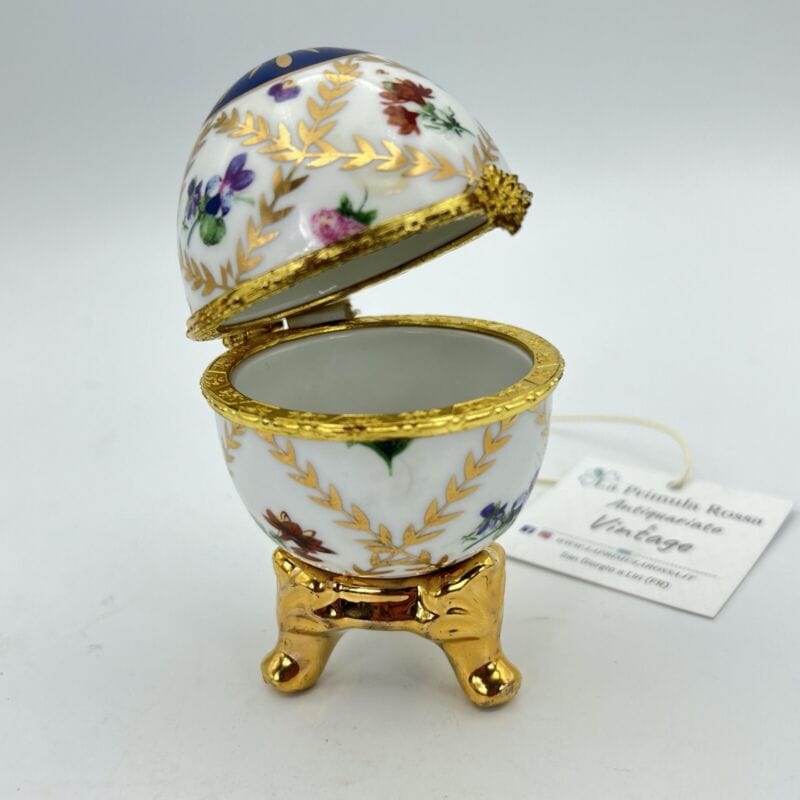 Uovo da Collezione in Porcellana bianca ceramica portagioie stile Faberge' Oro Categoria  Altro