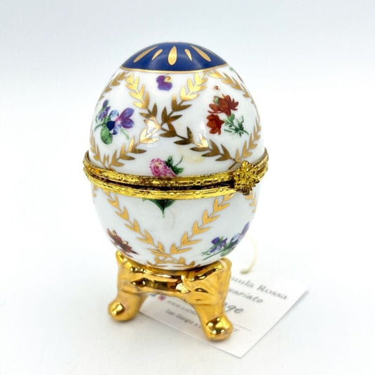 Uovo da Collezione in Porcellana bianca ceramica portagioie stile Faberge' Oro Categoria  Altro