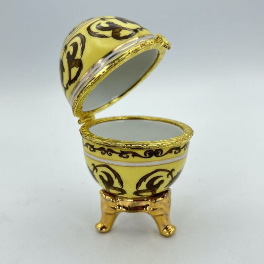 Uovo da collezione in porcellana decorativo ceramica portagioie stile Faberge' S Categoria  Altro