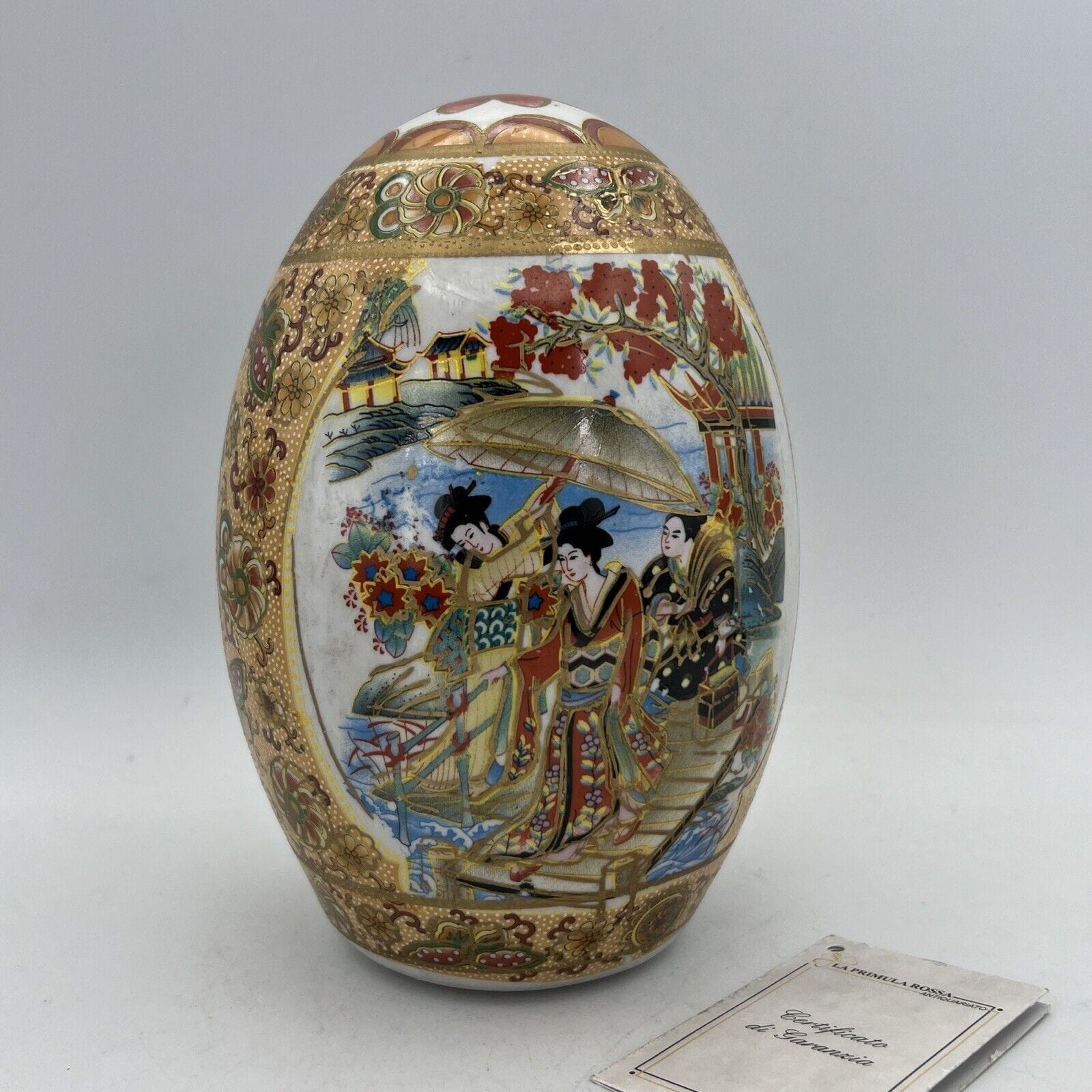 Uovo da collezione vintage decorativo  in ceramica orientale Satsuma Giappone Categoria  Altro