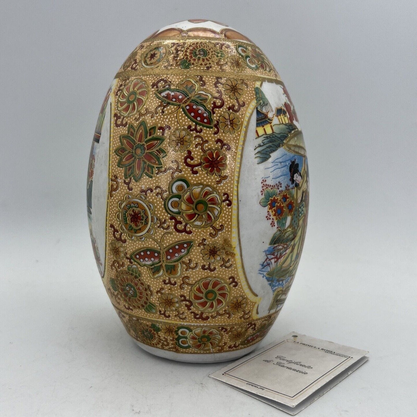 Uovo da collezione vintage decorativo  in ceramica orientale Satsuma Giappone Categoria  Altro