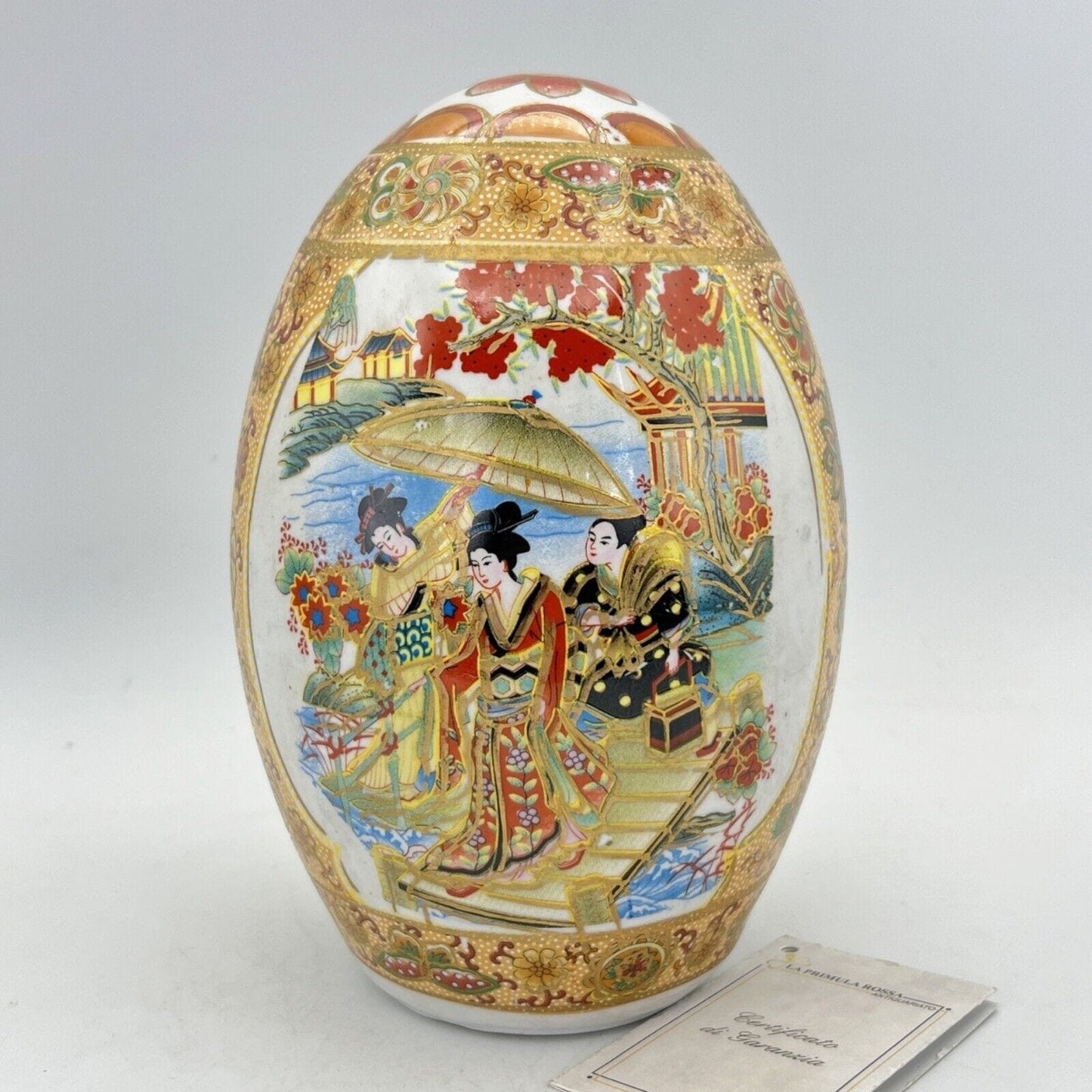 Uovo da collezione vintage decorativo  in ceramica orientale Satsuma Giappone Categoria  Altro