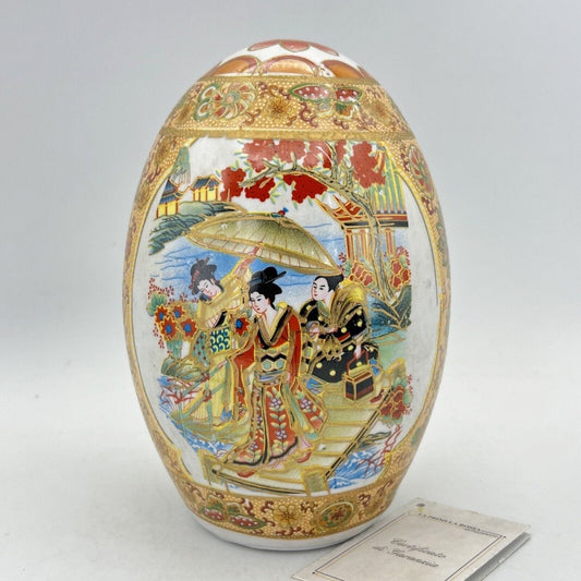 Uovo da collezione vintage decorativo  in ceramica orientale Satsuma Giappone Categoria  Altro