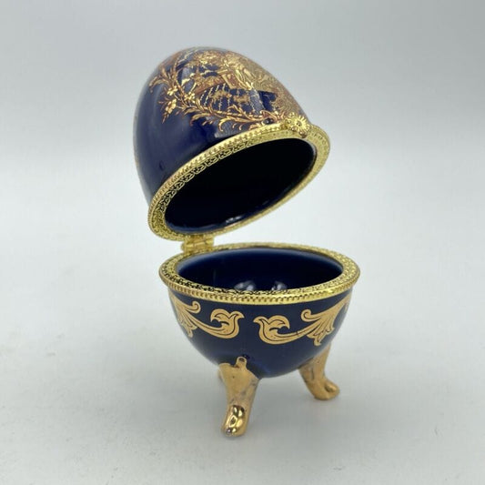 Uovo da collezione vintage in porcellana decorativo scatola ceramica blu cobalto Categoria  Altro