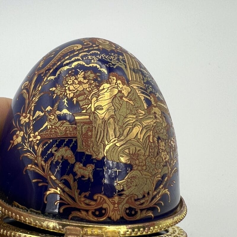 Uovo da collezione vintage in porcellana decorativo scatola ceramica blu cobalto Categoria  Altro