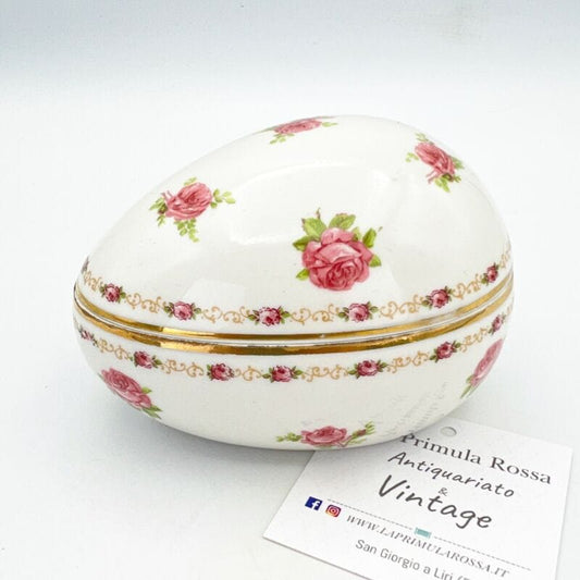 Uovo da collezione vintage in porcellana Limoges scatola portagioie anni 50 Rose Categoria  Ceramiche e Porcellane