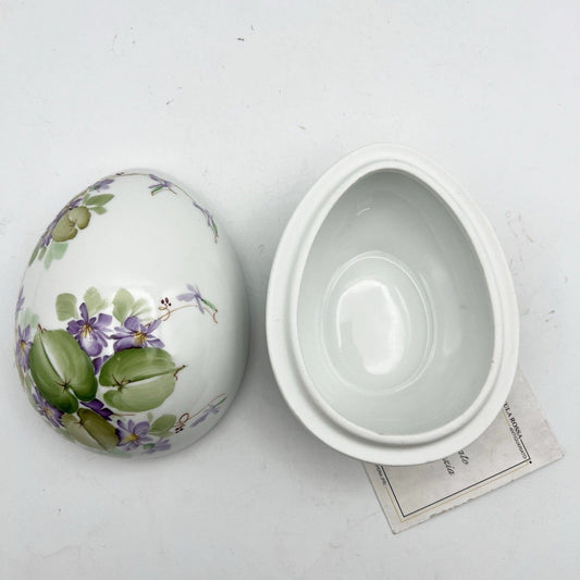 Uovo da collezione vintage in porcellana Limoges scatola portagioie con Violette Categoria  Altro