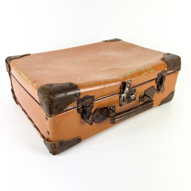 Valigia vintage anni 40 in cartone marrone Borsa Antica bagaglio da viaggio Categoria  Vintage