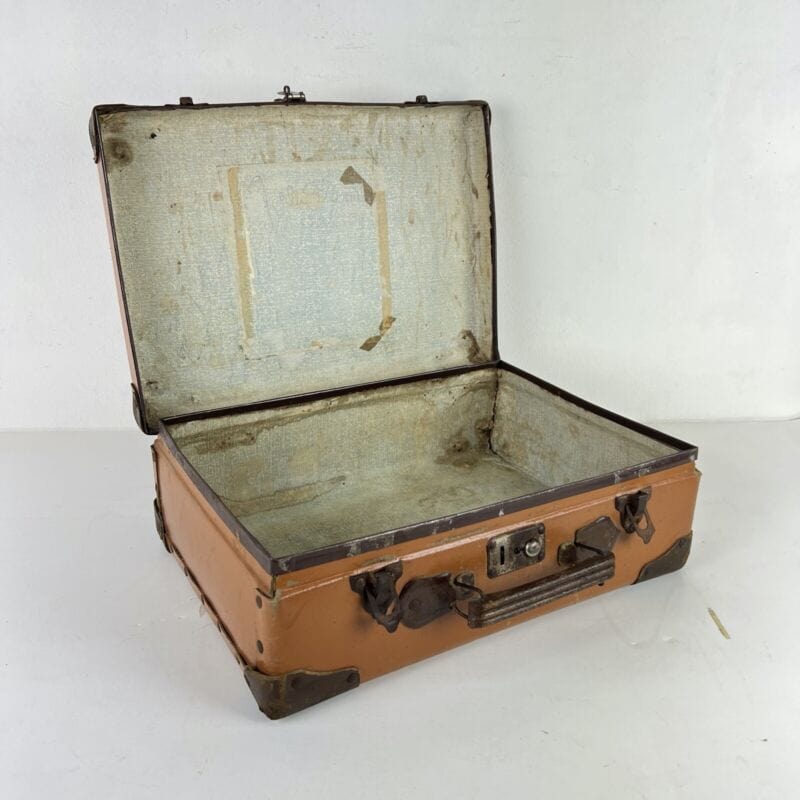 Valigia vintage anni 40 in cartone marrone Borsa Antica bagaglio da viaggio Categoria  Vintage