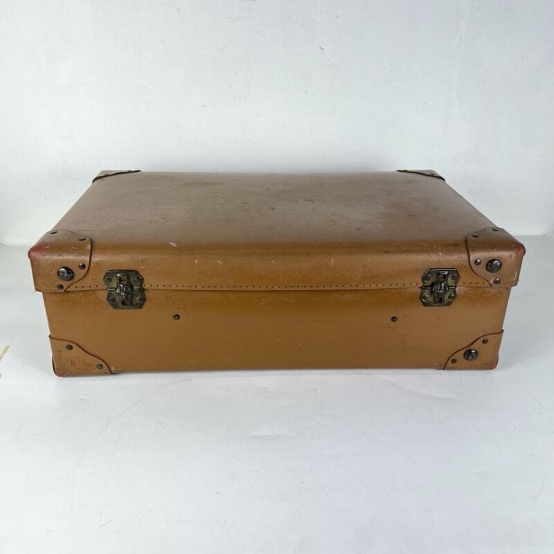 Valigia vintage anni 40 in cuoio marrone Borsa Antica bagaglio da viaggio rigida Categoria  Vintage