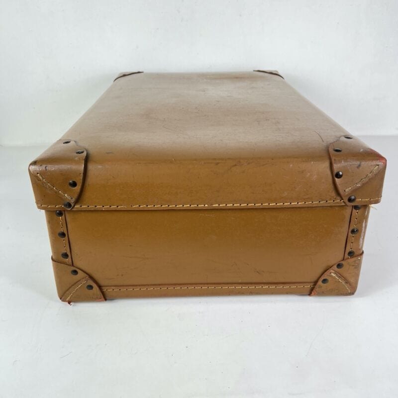 Valigia vintage anni 40 in cuoio marrone Borsa Antica bagaglio da viaggio rigida Categoria  Vintage