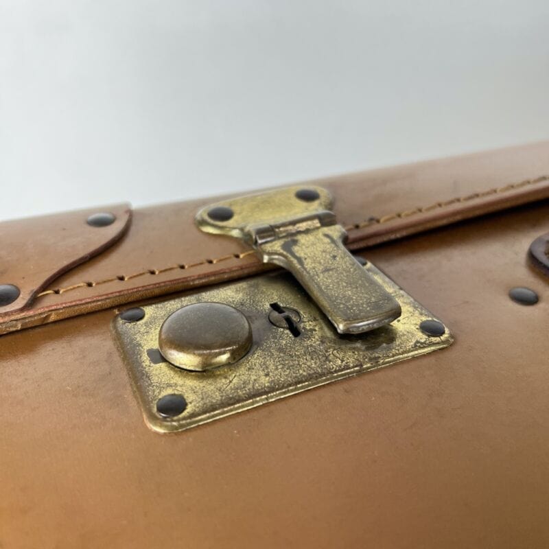 Valigia vintage anni 40 in cuoio marrone Borsa Antica bagaglio da viaggio rigida Categoria  Vintage