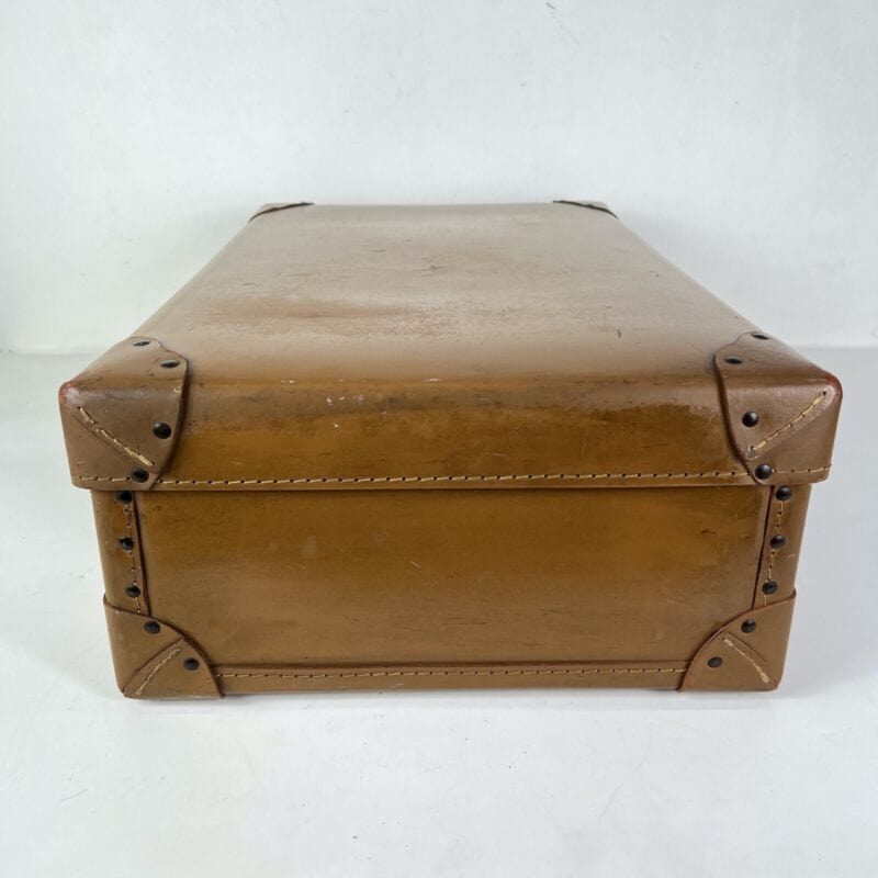 Valigia vintage anni 40 in cuoio marrone Borsa Antica bagaglio da viaggio rigida Categoria  Vintage