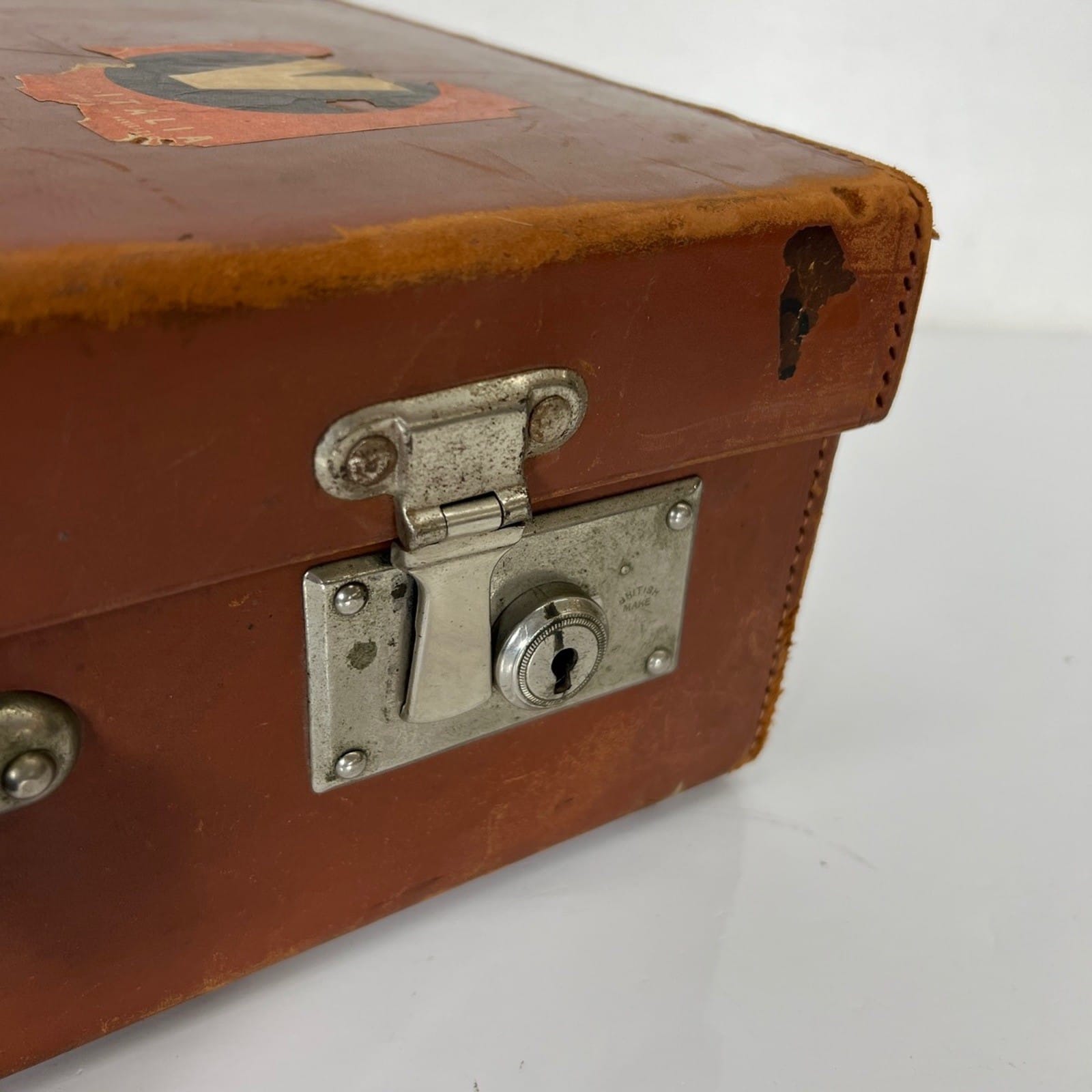 Valigia vintage anni 40 in pelle marrone Borsa Antica bagaglio da viaggio rigida Categoria  Vintage