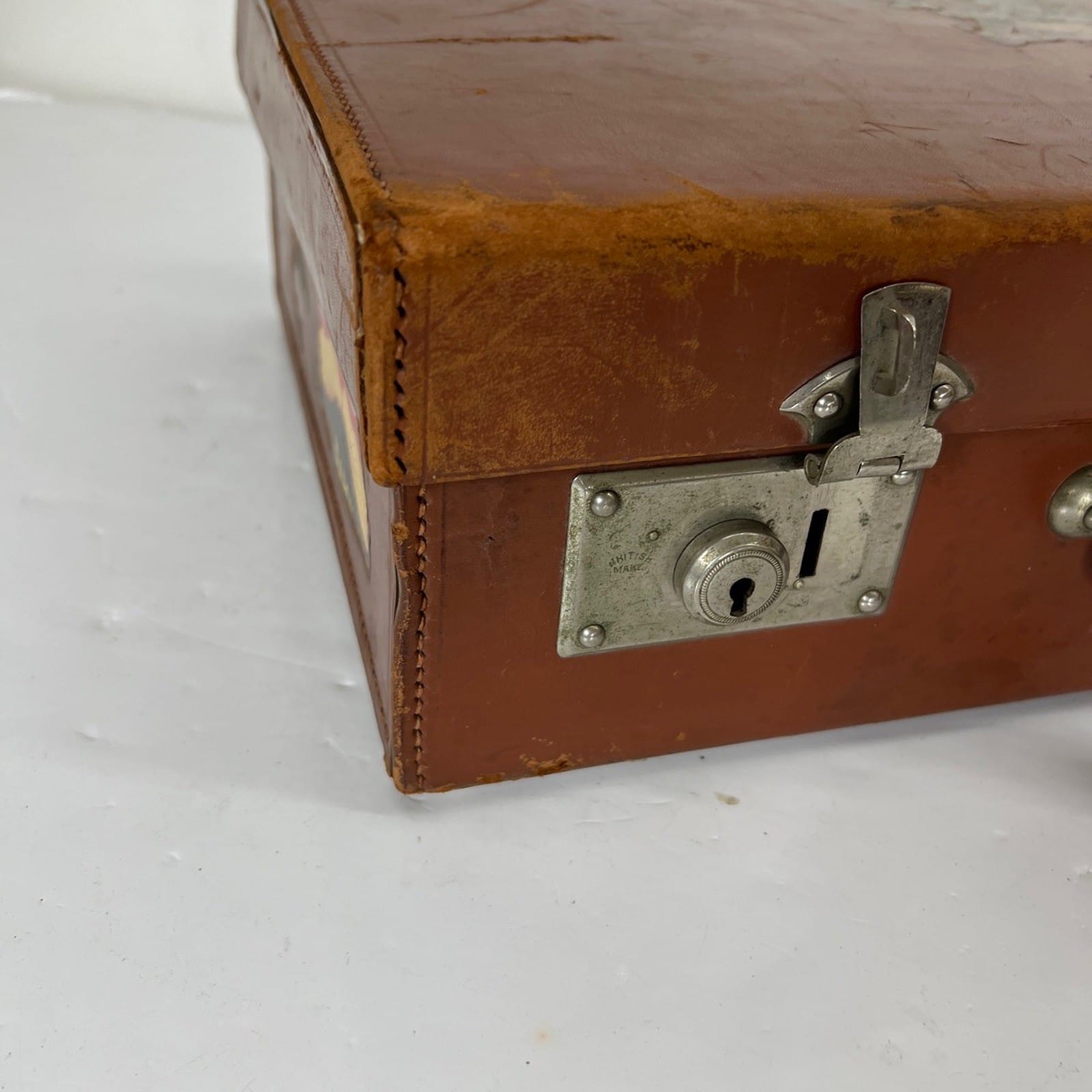 Valigia vintage anni 40 in pelle marrone Borsa Antica bagaglio da viaggio rigida Categoria  Vintage