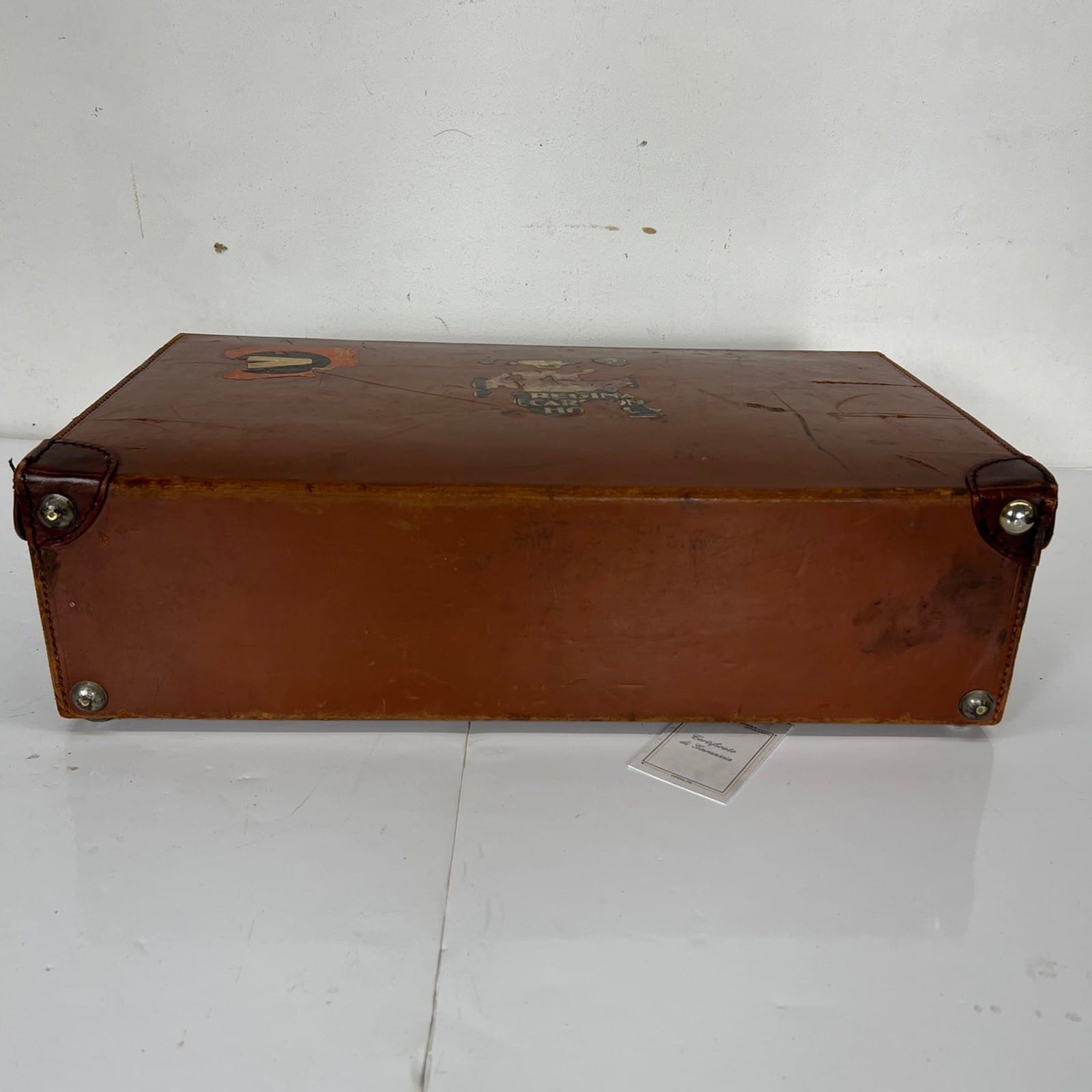 Valigia vintage anni 40 in pelle marrone Borsa Antica bagaglio da viaggio rigida Categoria  Vintage