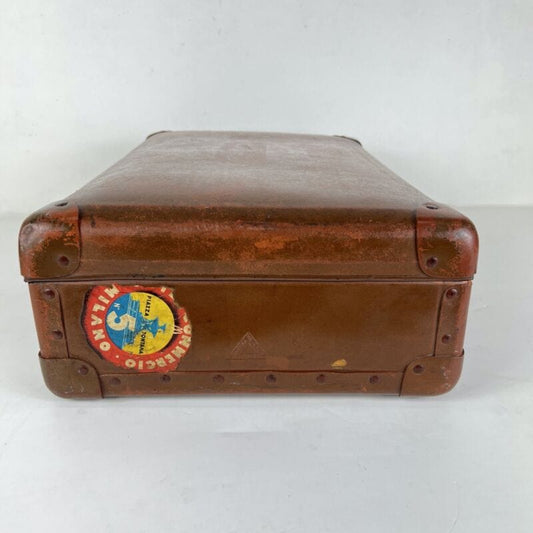 Valigia vintage anni 40 in pelle marrone Borsa Antica bagaglio da viaggio rigida Categoria  Vintage