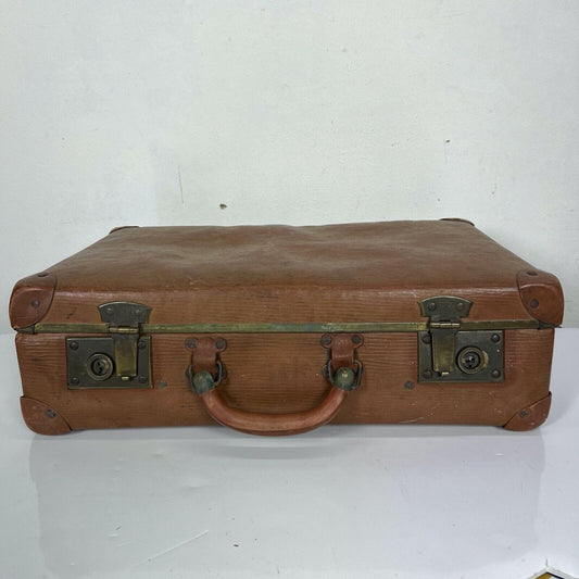 Valigia vintage anni 40 in pelle marrone Borsa Antica bagaglio da viaggio rigida Categoria  Vintage