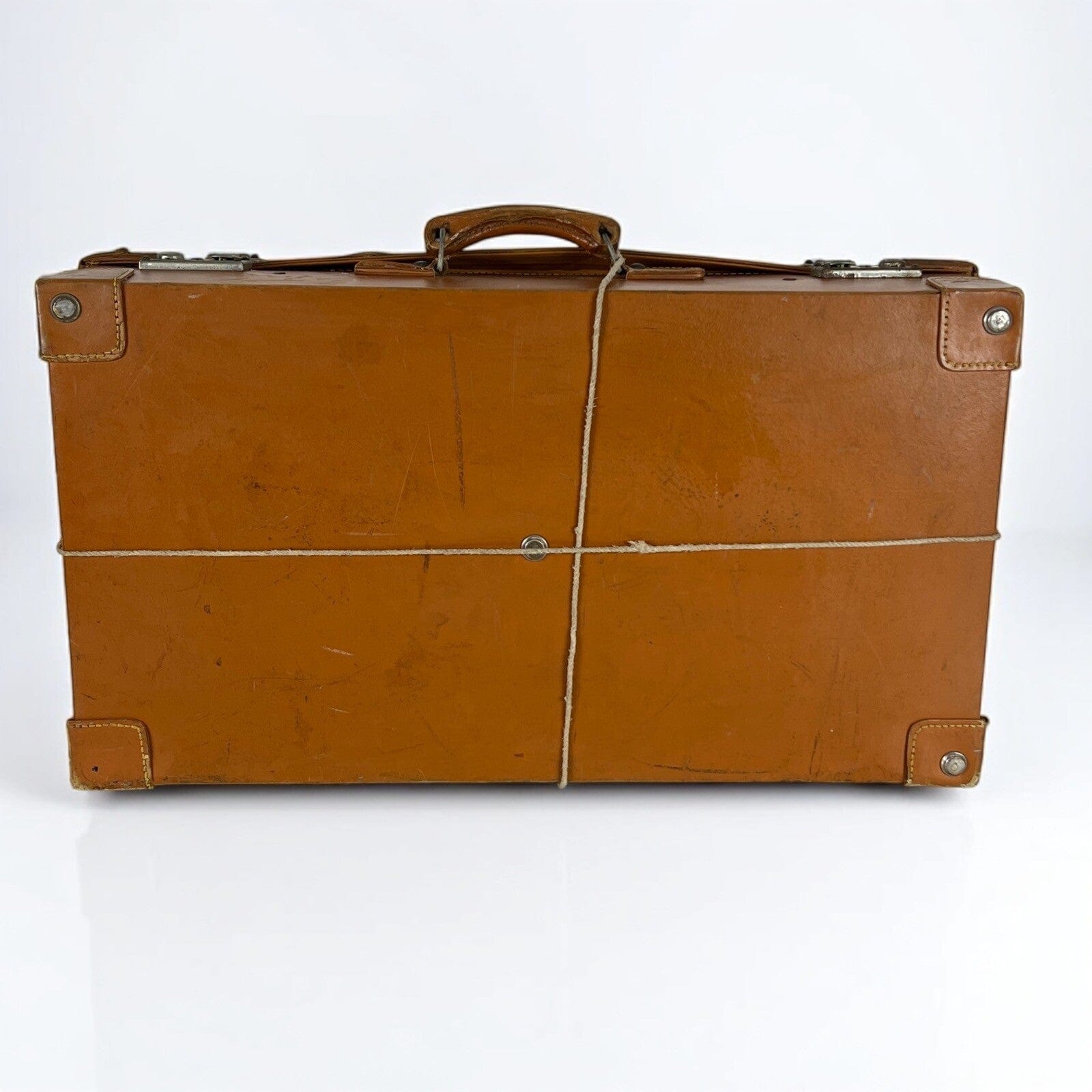 Valigia vintage anni 60 in cuoio marrone Borsa Antica bagaglio da viaggio rigida Categoria  Vintage