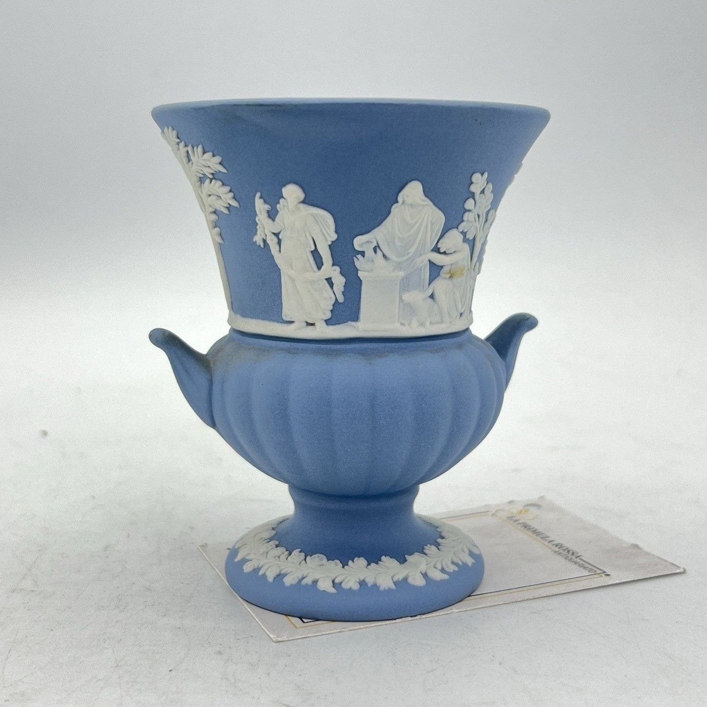 Vasetto in porcellana Wedgwood Celeste Vaso Vintage inglese cherubini angeli 900 Categoria  Vasi e Portafiori