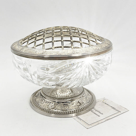Vasetto portafiori antico in cristallo vetro silver plated ciotola porta fiori Categoria  Vetri e Cristalli