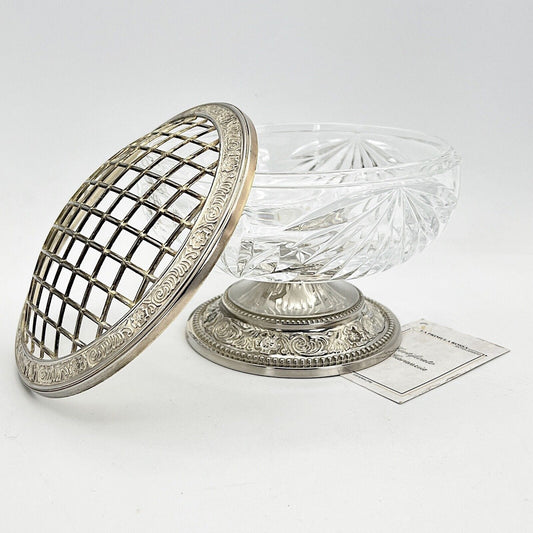 Vasetto portafiori antico in cristallo vetro silver plated ciotola porta fiori Categoria  Vetri e Cristalli