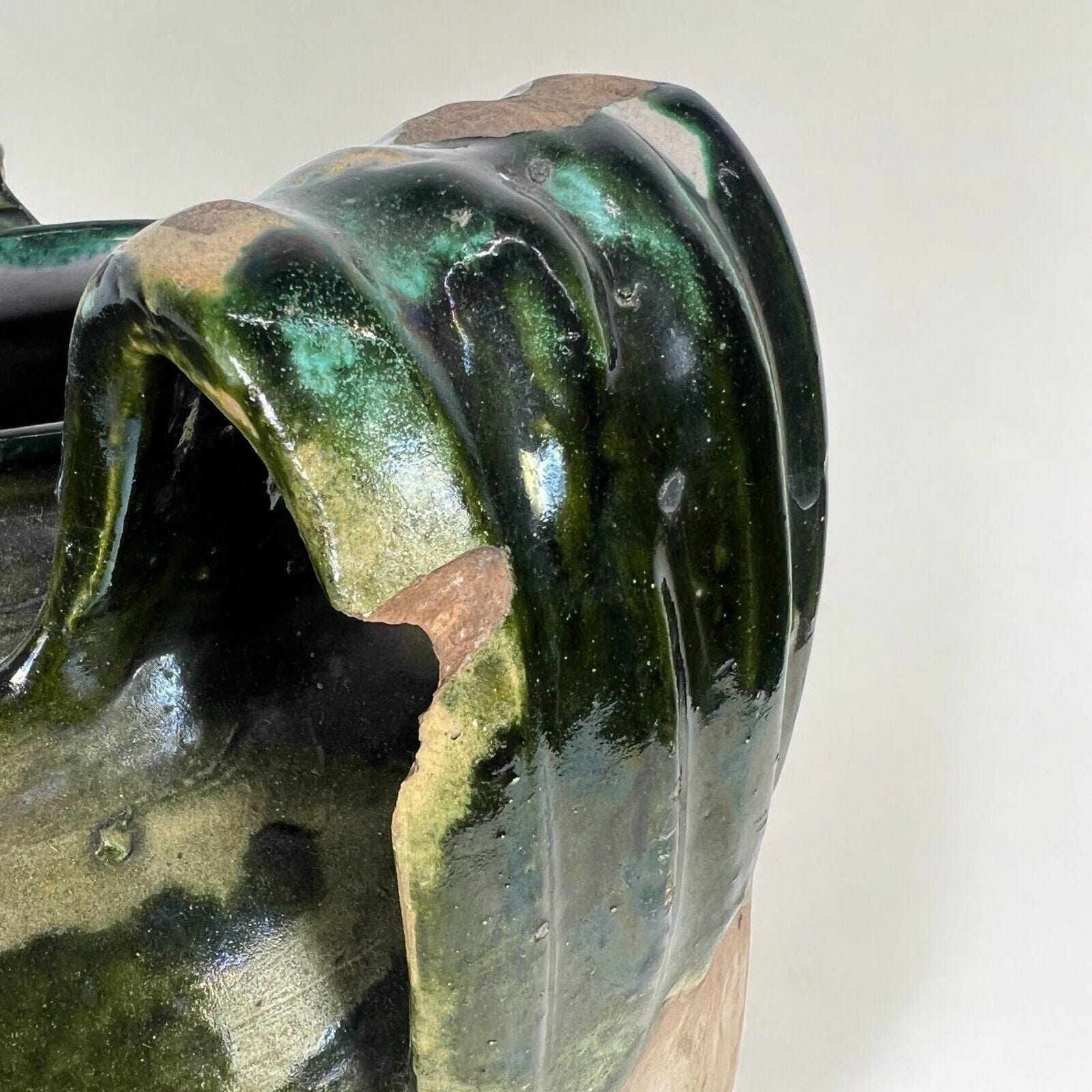 Vaso Antico in terracotta giara con manici Anfora per olio smaltata Verde Orcio Categoria  altro