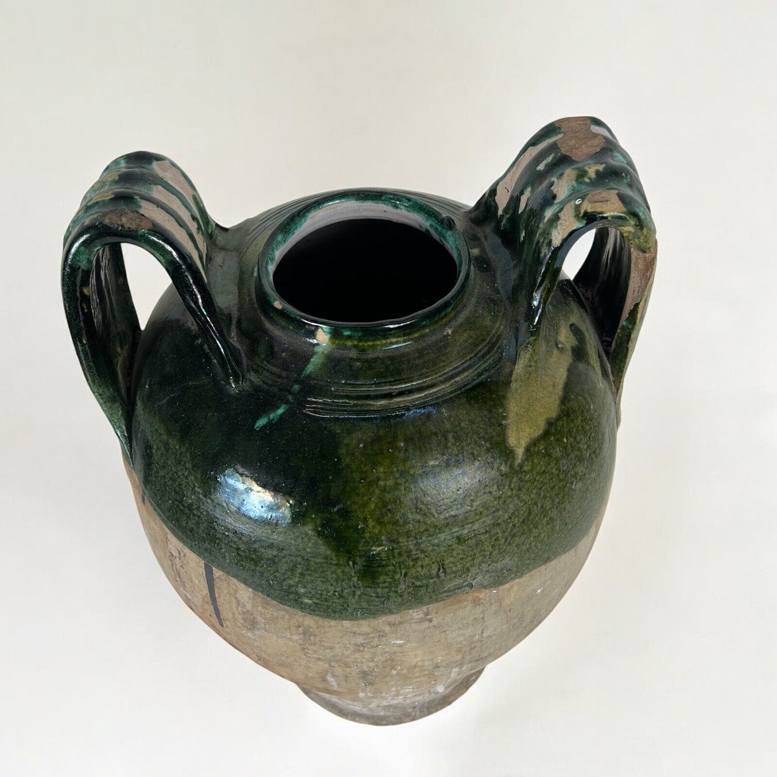 Vaso Antico in terracotta giara con manici Anfora per olio smaltata Verde Orcio Categoria  altro