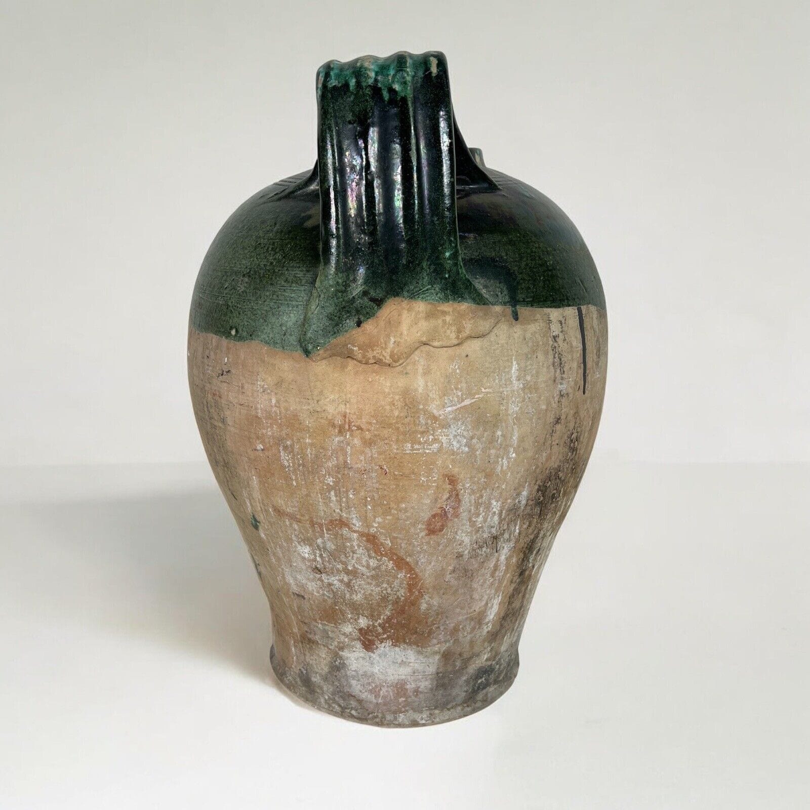 Vaso Antico in terracotta giara con manici Anfora per olio smaltata Verde Orcio Categoria  altro