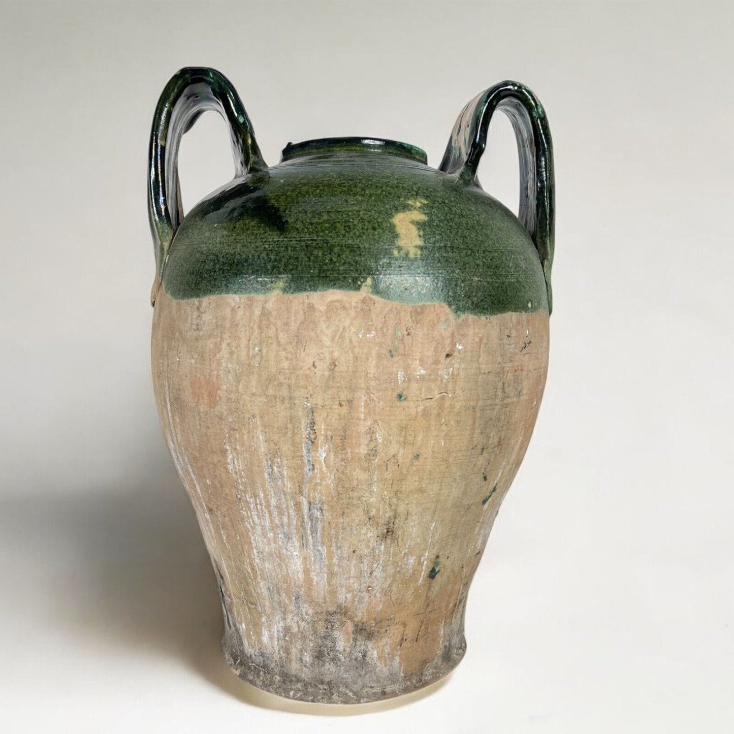 Vaso Antico in terracotta giara con manici Anfora per olio smaltata Verde Orcio Categoria  altro