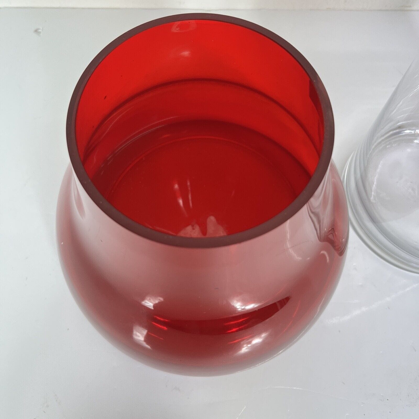 Vaso in vetro di design portafiori modernariato rosso portacandela trasparente Categoria  Vetri e Cristalli