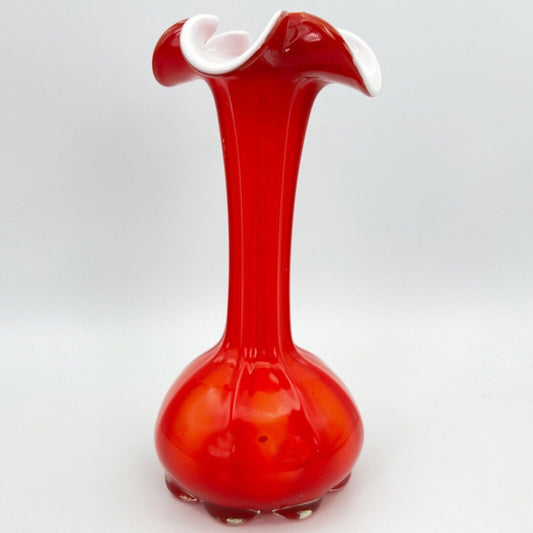 Vaso in vetro di murano porta fiori liberty vasetto vintage Rosso Lattimo Categoria  Vetri e Cristalli