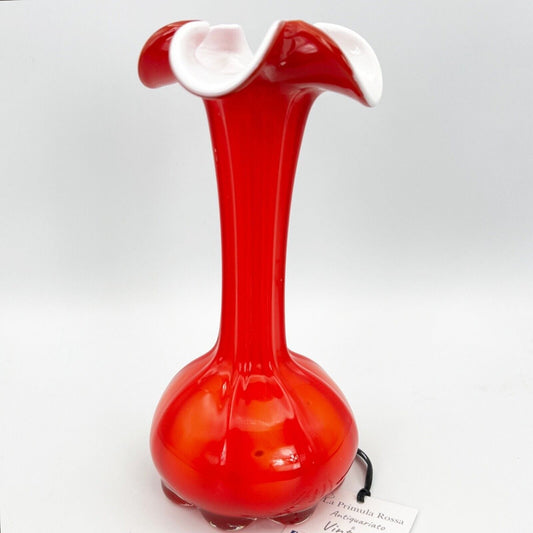 Vaso in vetro di murano porta fiori liberty vasetto vintage Rosso Lattimo Categoria  Vetri e Cristalli